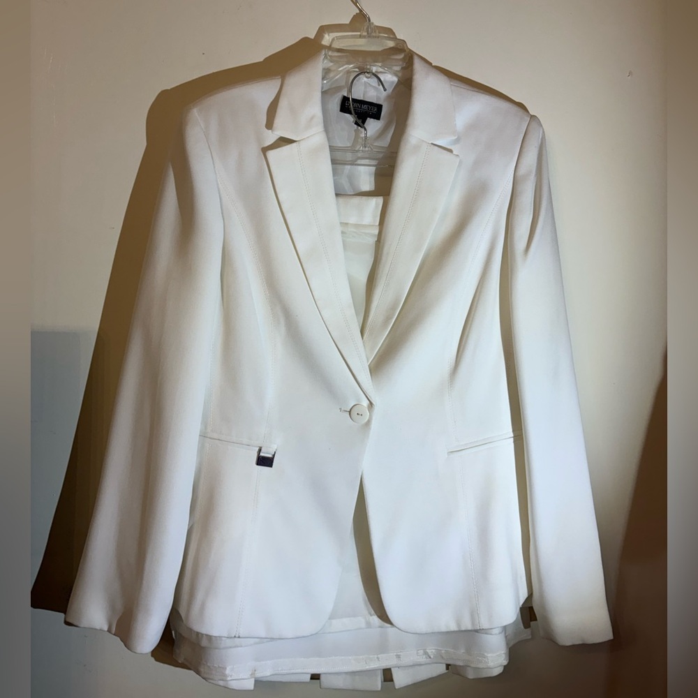 White Blazer Skirt Suit
